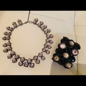 black and grey rhinestone Necklace and bracelet